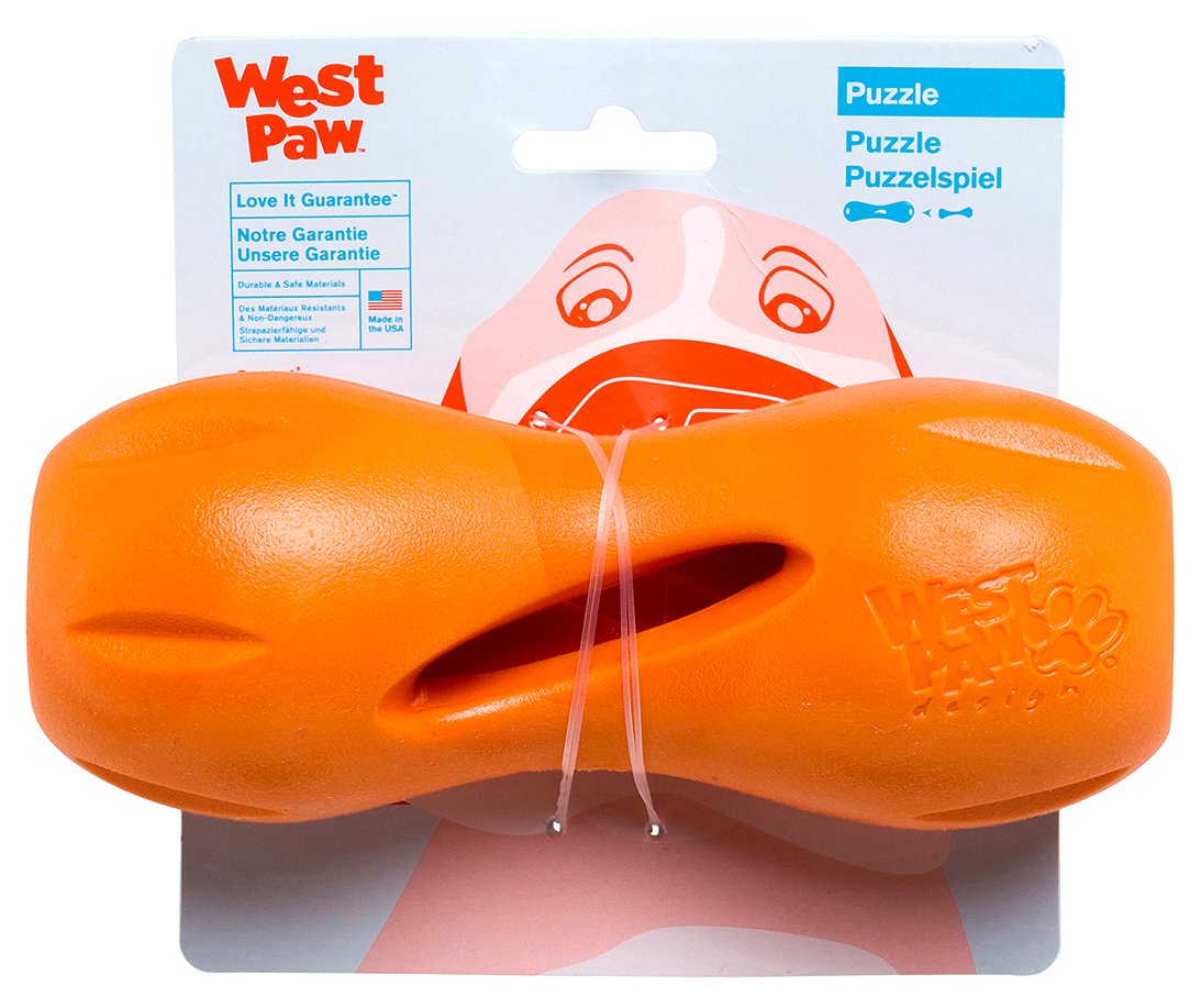 West Paw Qwizl dispensador de golosinas para perro, mejora la estimulación durante el juego