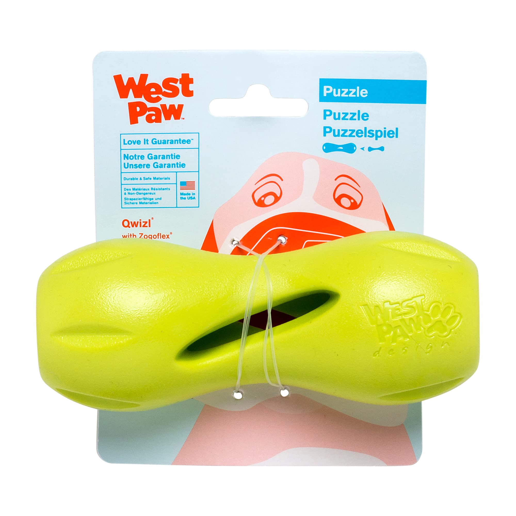 West Paw Zogoflex Qwizl dispensador de golosinas para perros, prolonga el juego.