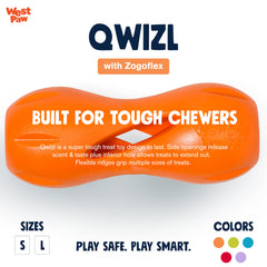 West Paw Zogoflex Qwizl, juego duradero para uso doméstico y entretenimiento seguro.