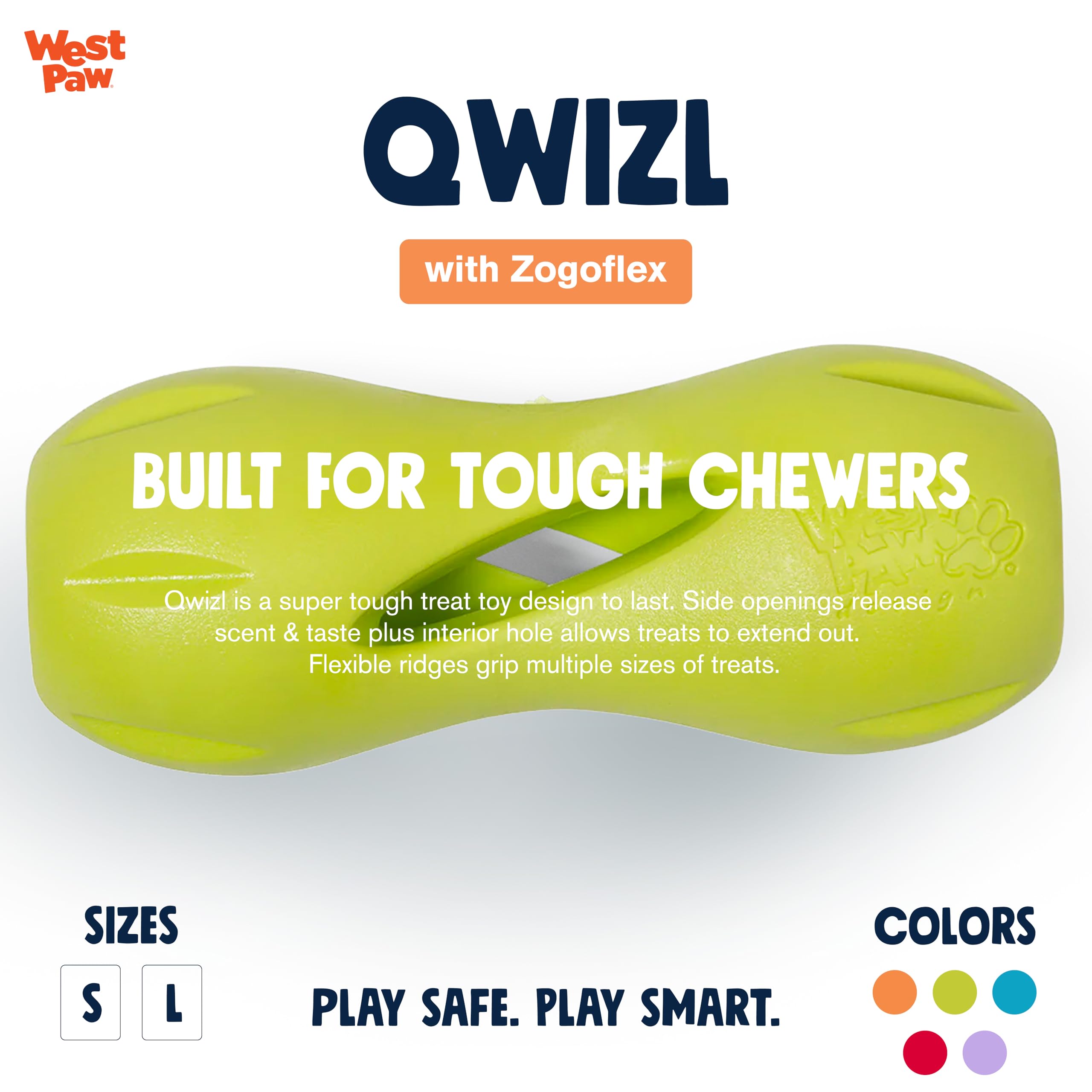 West Paw Zogoflex Qwizl rompecabezas mental para perros durante el juego.