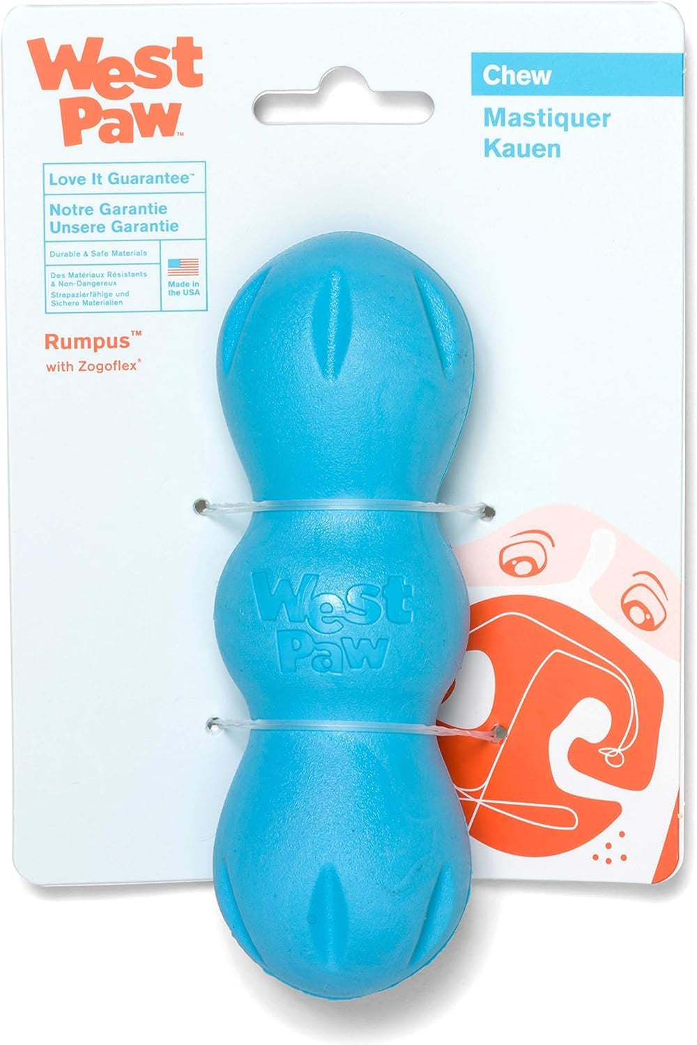 WEST PAW Zogoflex Rumpus, juguete masticable para perros, ideal para mordidas intensas