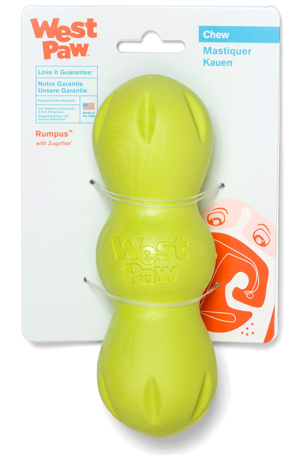 WEST PAW Zogoflex Rumpus, juguete mordedor rebota en terreno para perros activos
