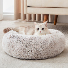 Western Home WH cama calma para perros y gatos, diseño redondo y pelaje suave para acurrucarse