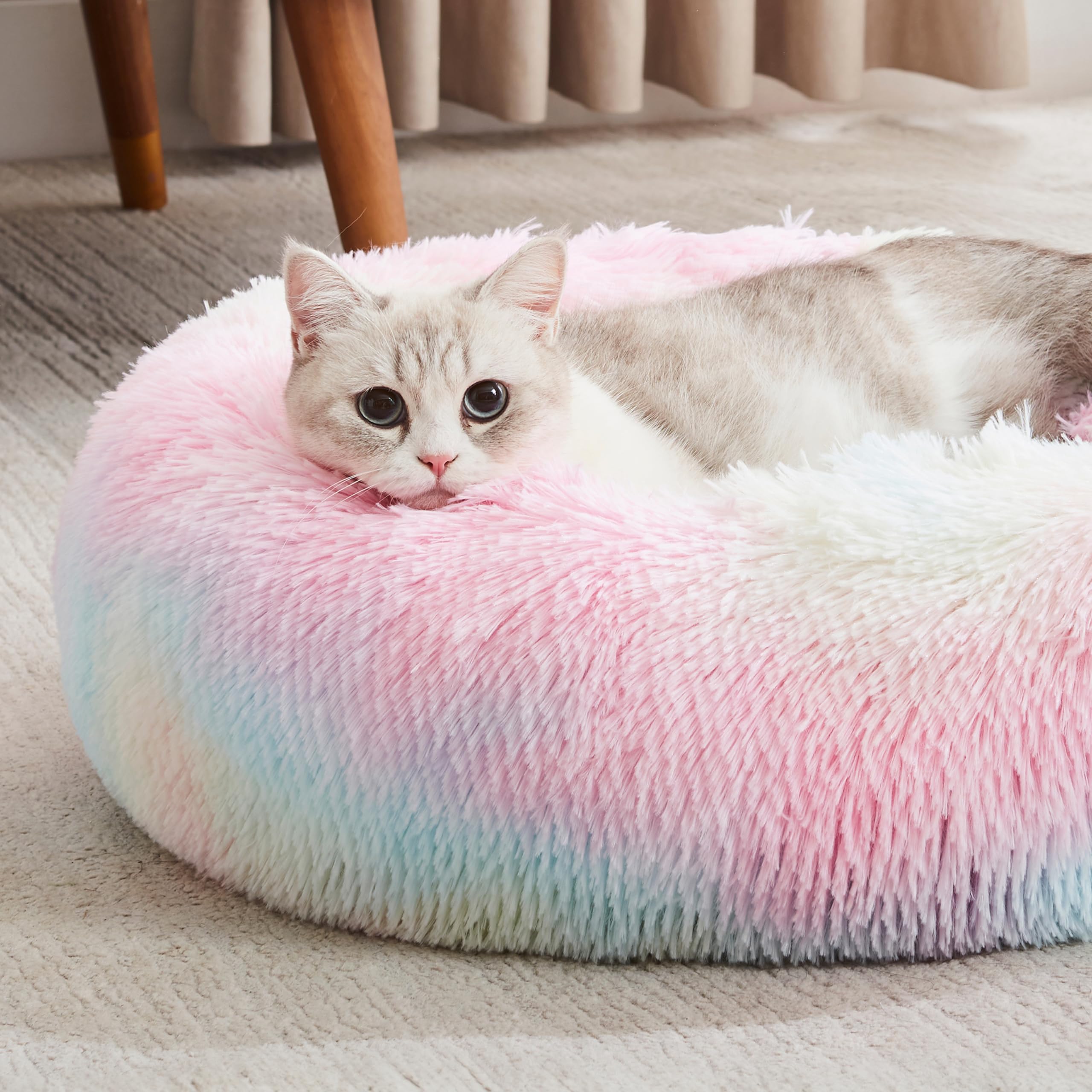 Western Home WH cama donut tejido peluche sintético para descanso cómodo