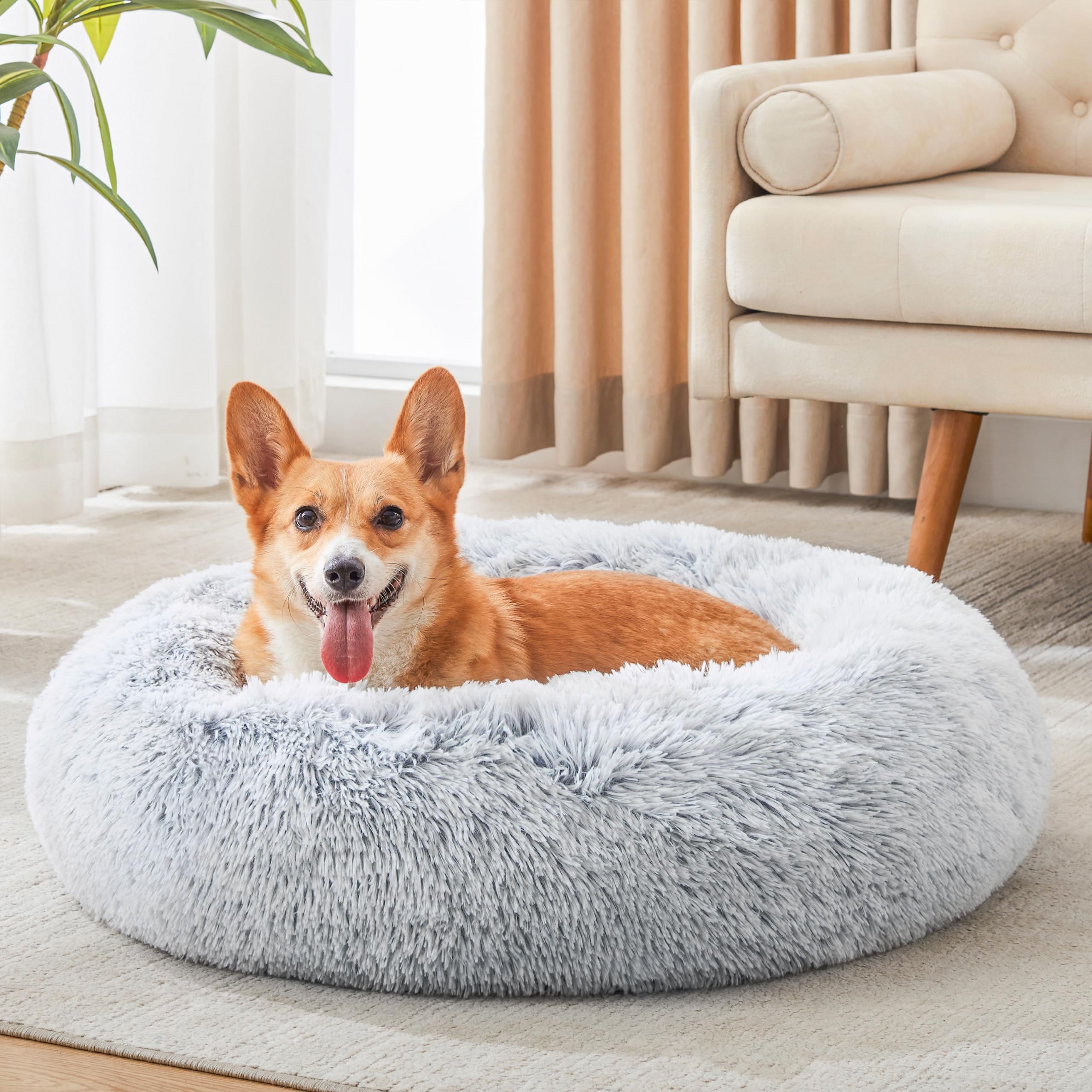 Cama WESTERN HOME WH para gato con diseño dona, refugio cálido para dormir.