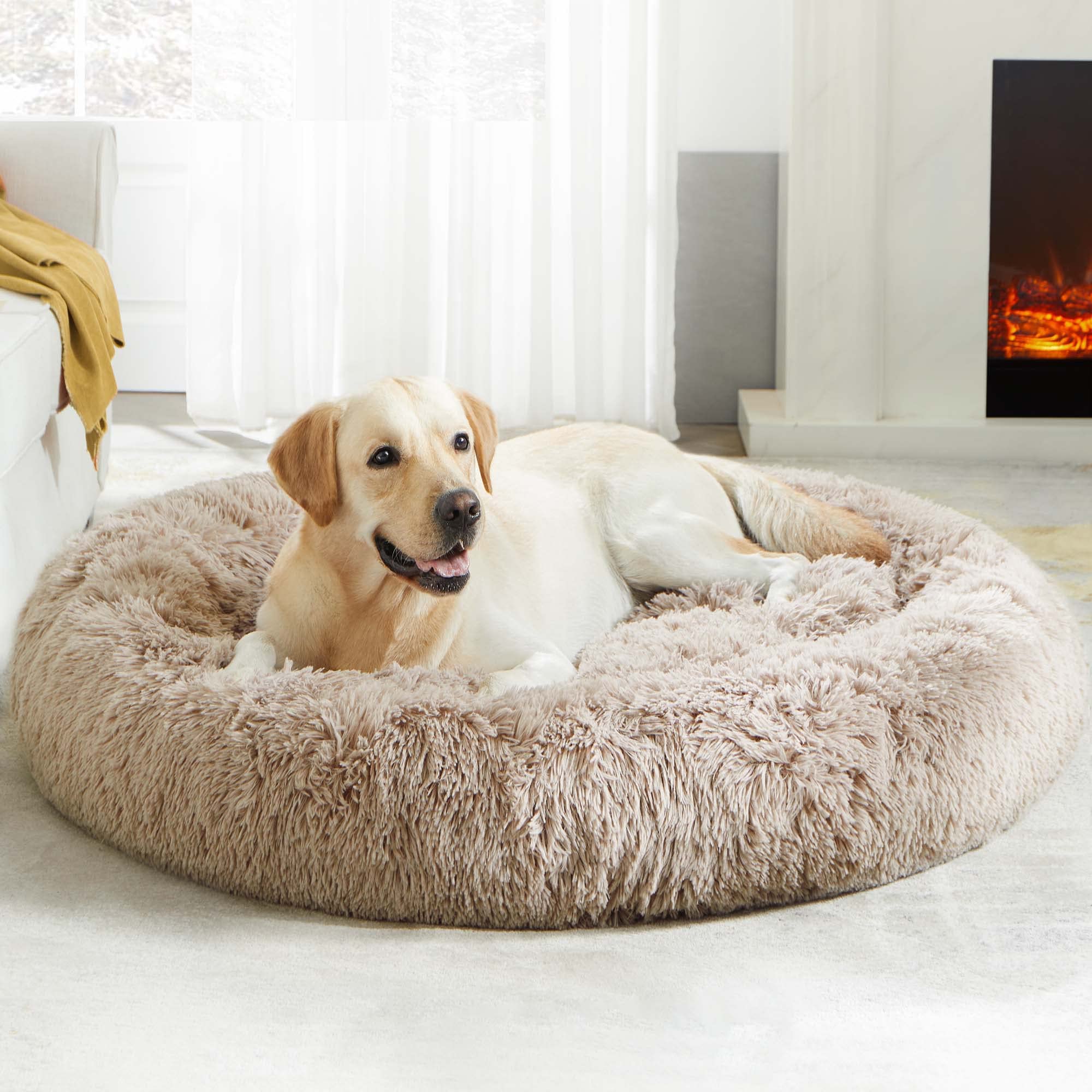 WESTERN HOME WH Cama para perros redonda de felpa suave para descanso cómodo.