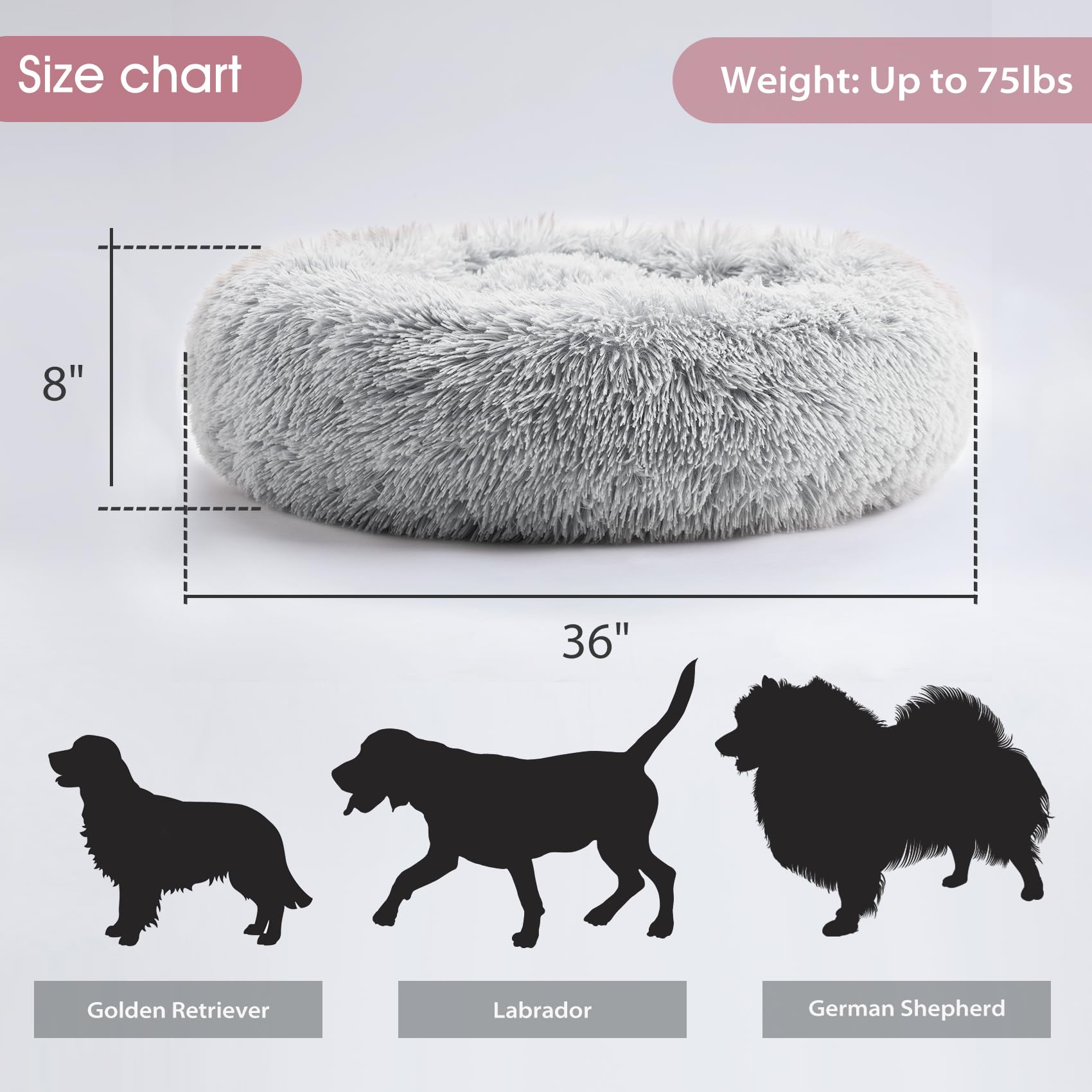 Western Home WH cama perro estilo donut, ideal para perros pequeños y medianos