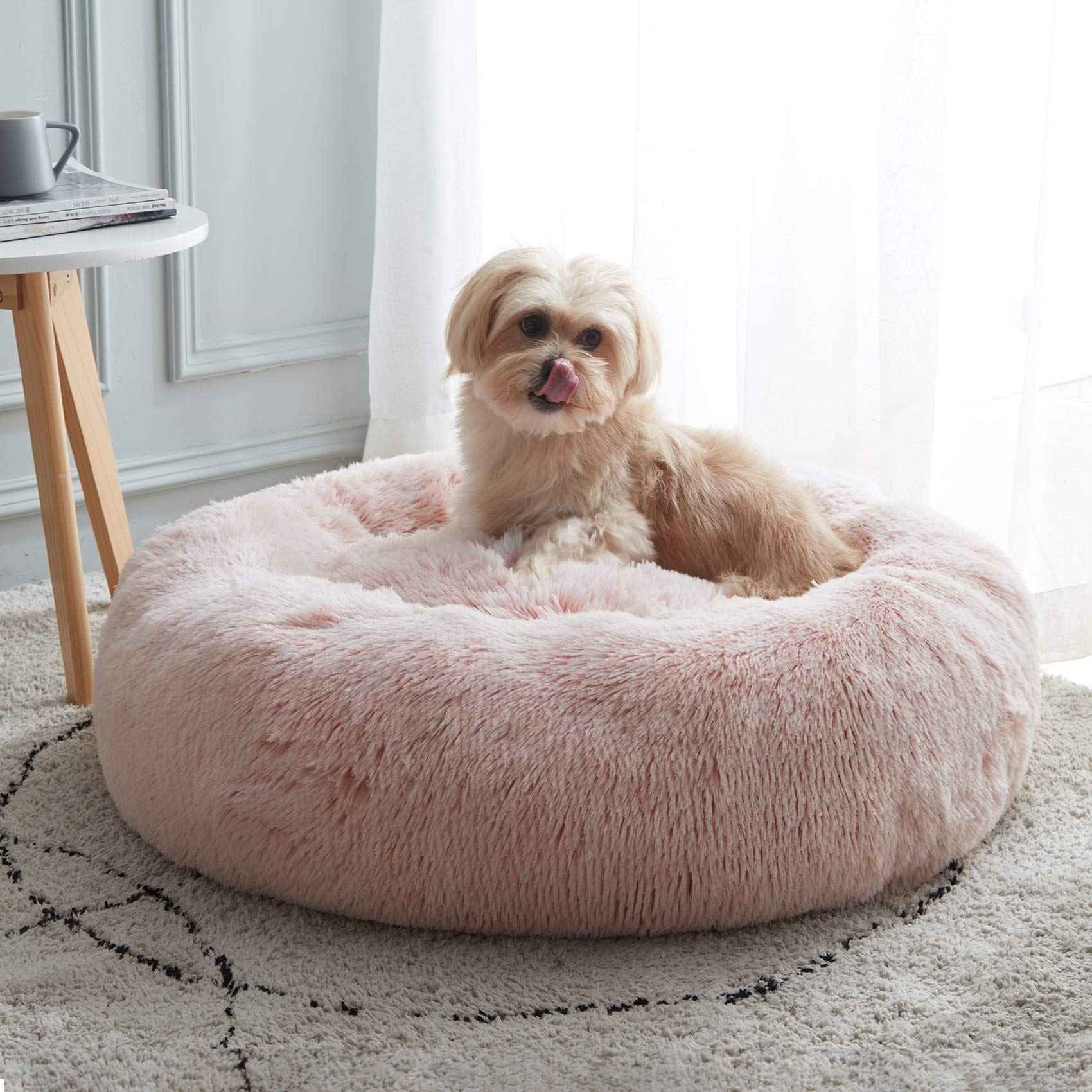 WESTERN HOME WH cama redonda acogedora con pelo sintético para dormir cómodo