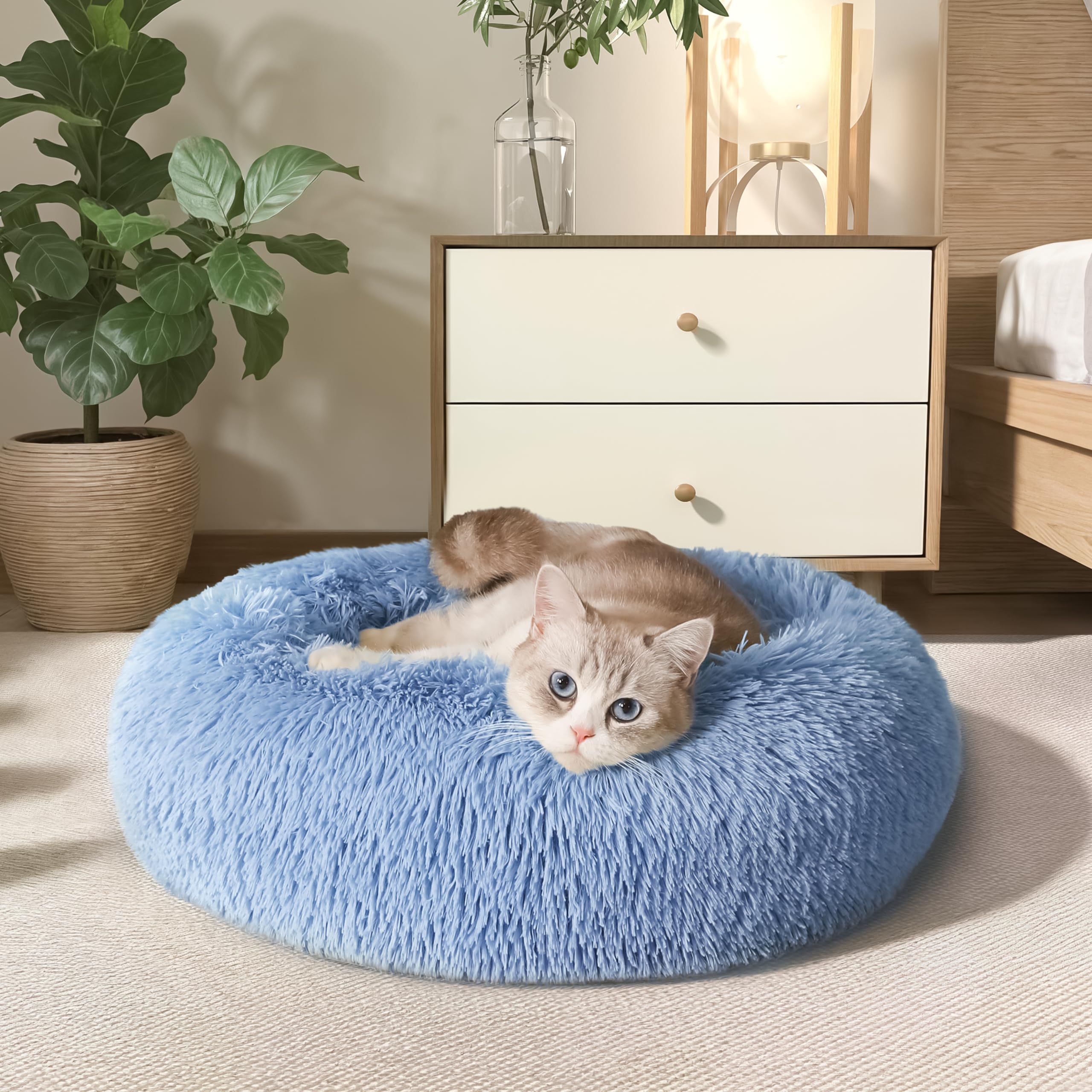 la marca Western Home WH, cama redonda para perro, ideal para dormir recogido y cómodo.