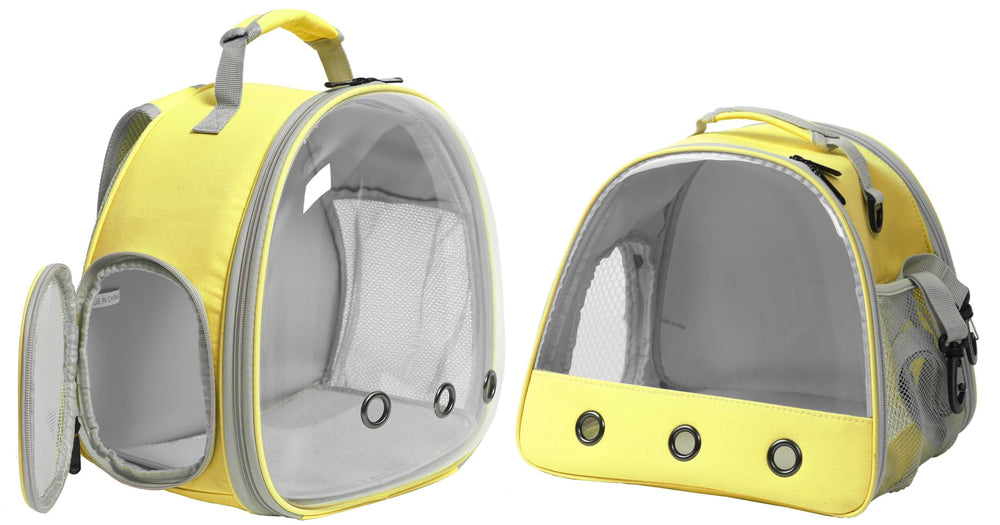 WEVONIGU bolsa-mascotas-dos-portatil, solución ligera para viajar con dos mascotas.
