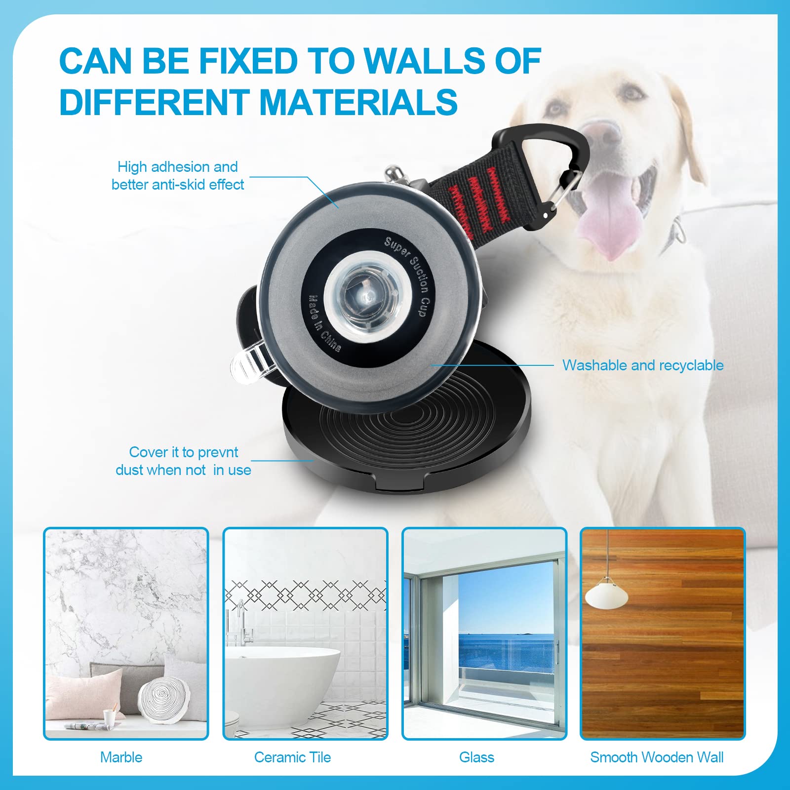 WEYASIU accesorio de baño para perro con ventosa estable para superficies lisas.