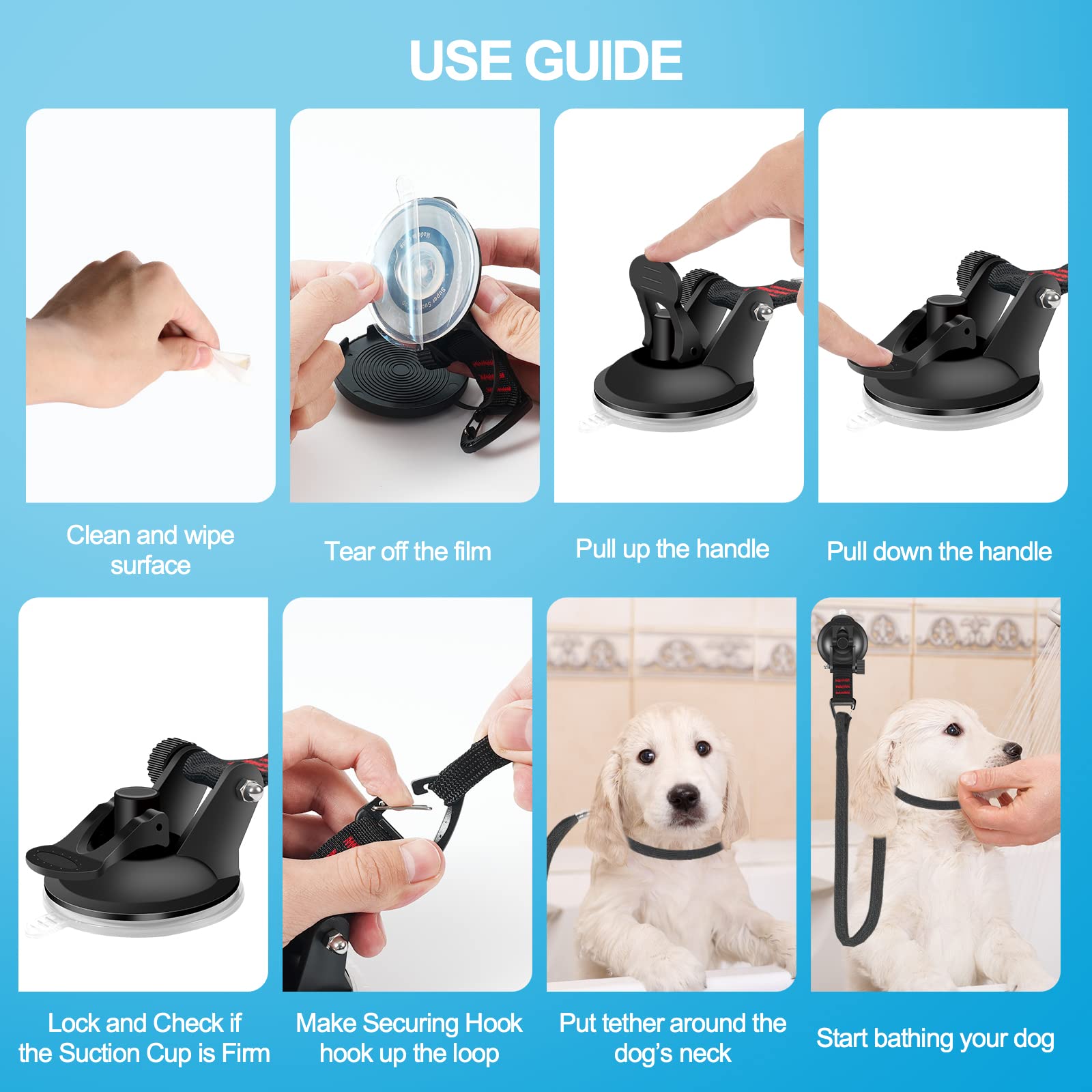 WEYASIU uso múltiple para baño y grooming, proporcionando sujeción segura.