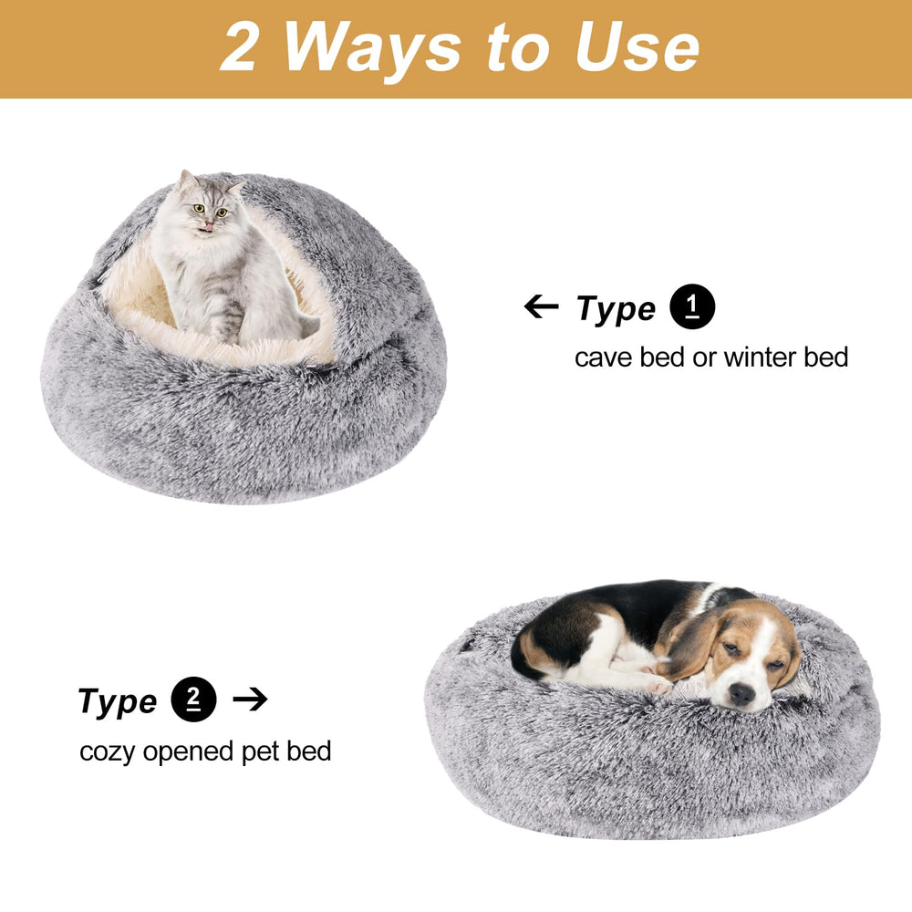 Cama cueva suave WgoogW para gatos y perros pequeños, envolvente y cómodo.