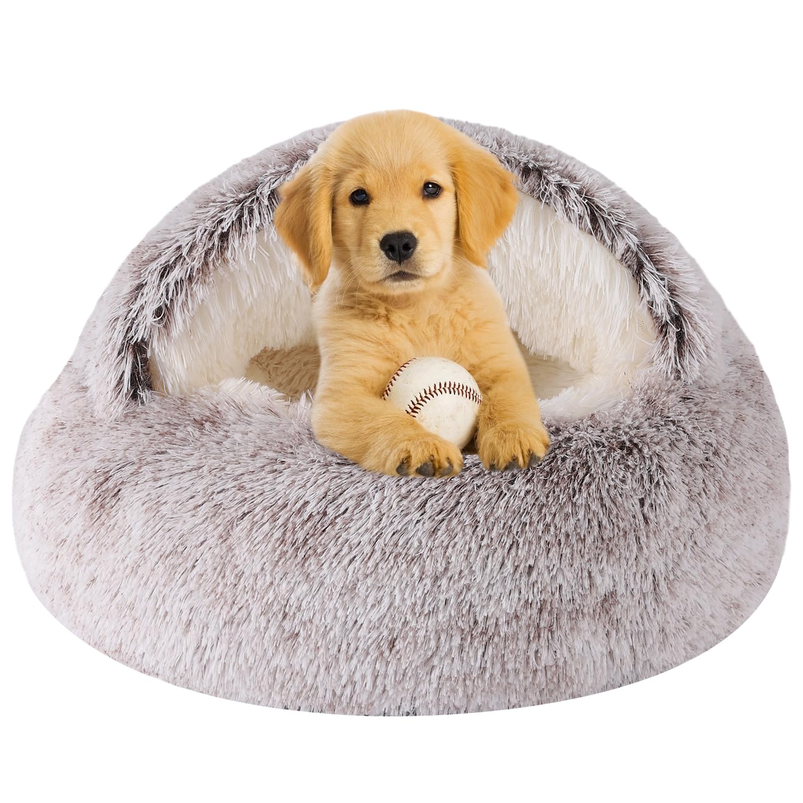 Cama cueva WgoogW para perro pequeño, vista frontal, refugio cálido