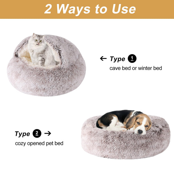 Cama WgoogW para perro pequeño con cueva cálida para descanso seguro.