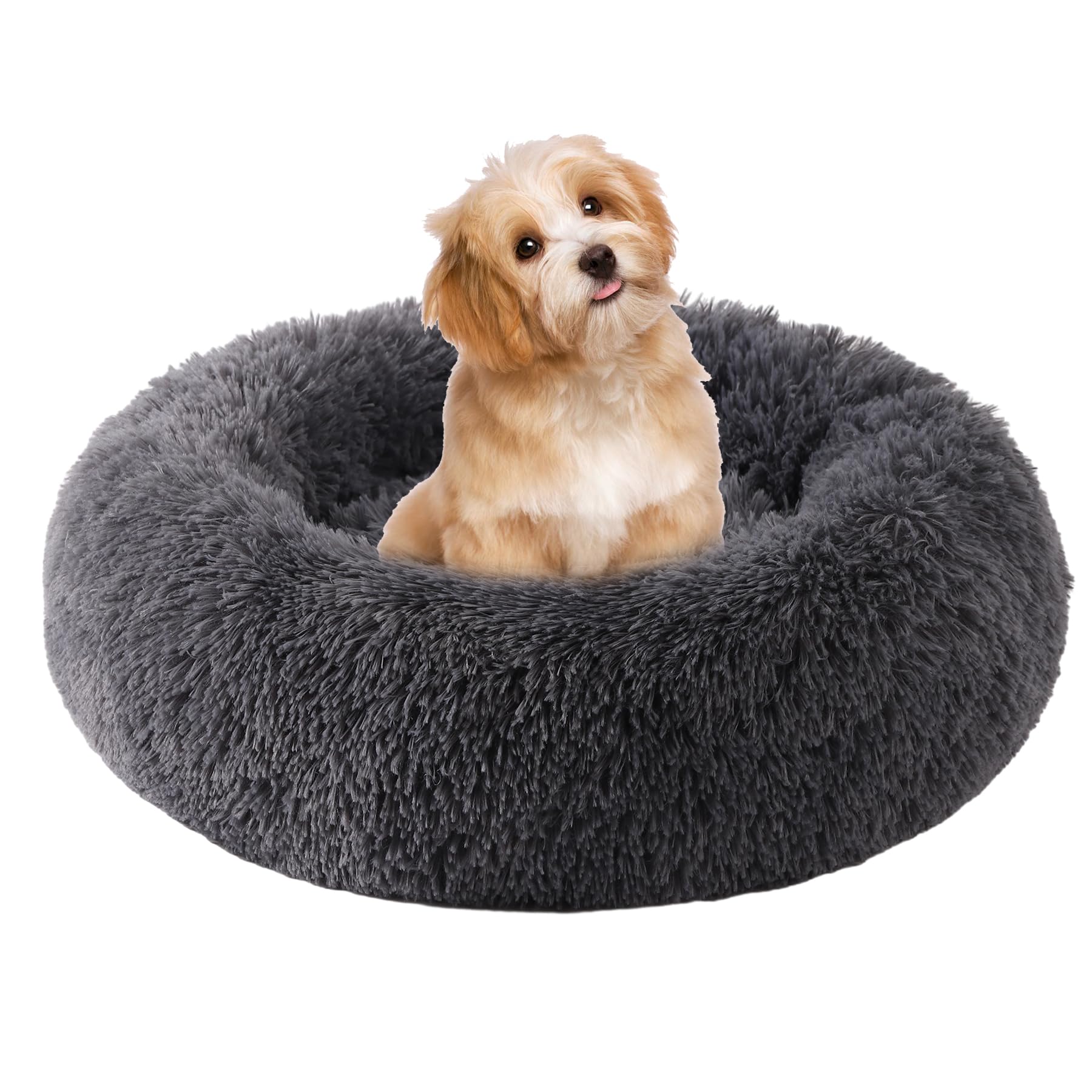 Cama para perros WgoogW redonda donut, confort suave para dormir.