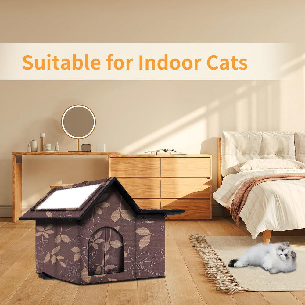 WHDPETS casa-gato-exterior-diseño-hoja-arce: estilo discreto para exteriores e interiores.