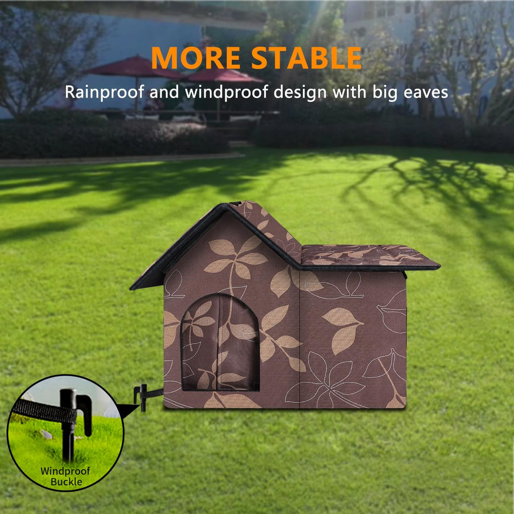 WHDPETS casa-gato-exterior-oxford-impermeable: tela resistente contra lluvia y viento.