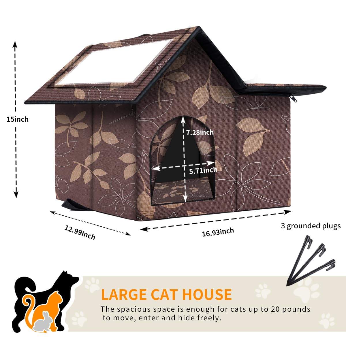 WHDPETS casa-gato-exterior-resistente-lluvia: protección impermeable para días lluviosos.