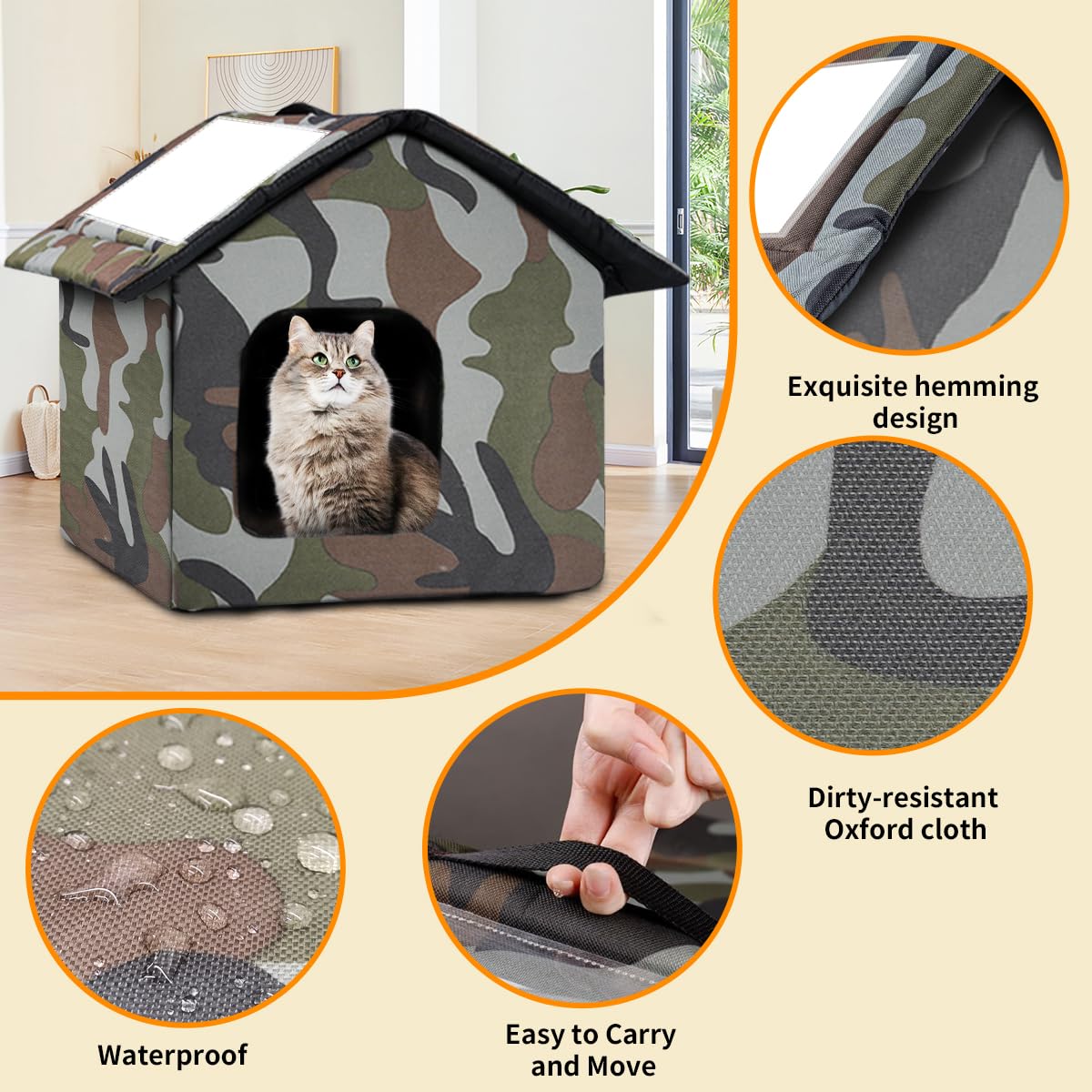 WHDPETS casa-gato-puerta-lateral-cortina protege del viento y del frío
