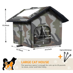 WHDPETS casa-gato-tejido-oxford-impermeable resiste lluvia y humedad