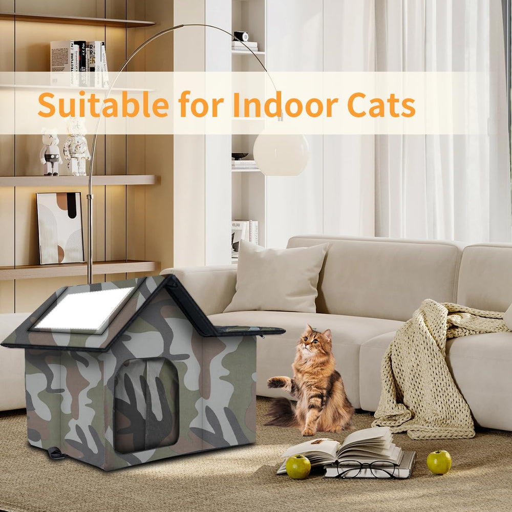 WHDPETS refugio felino con puerta lateral para clima invernal