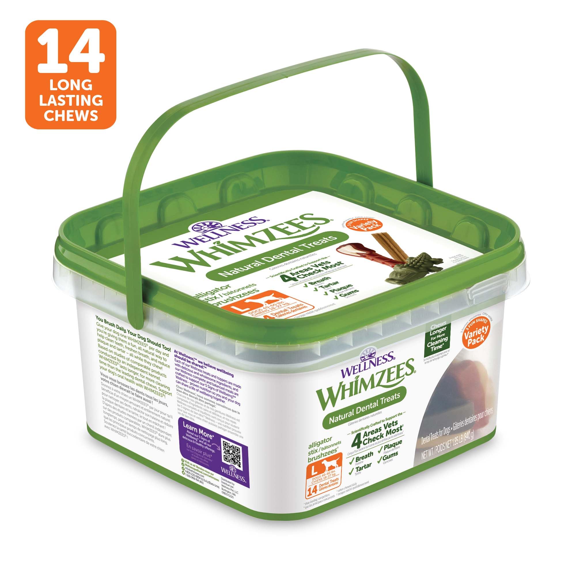 Whimzees Aliento Fresco: masticables para mantener el aliento por más tiempo.