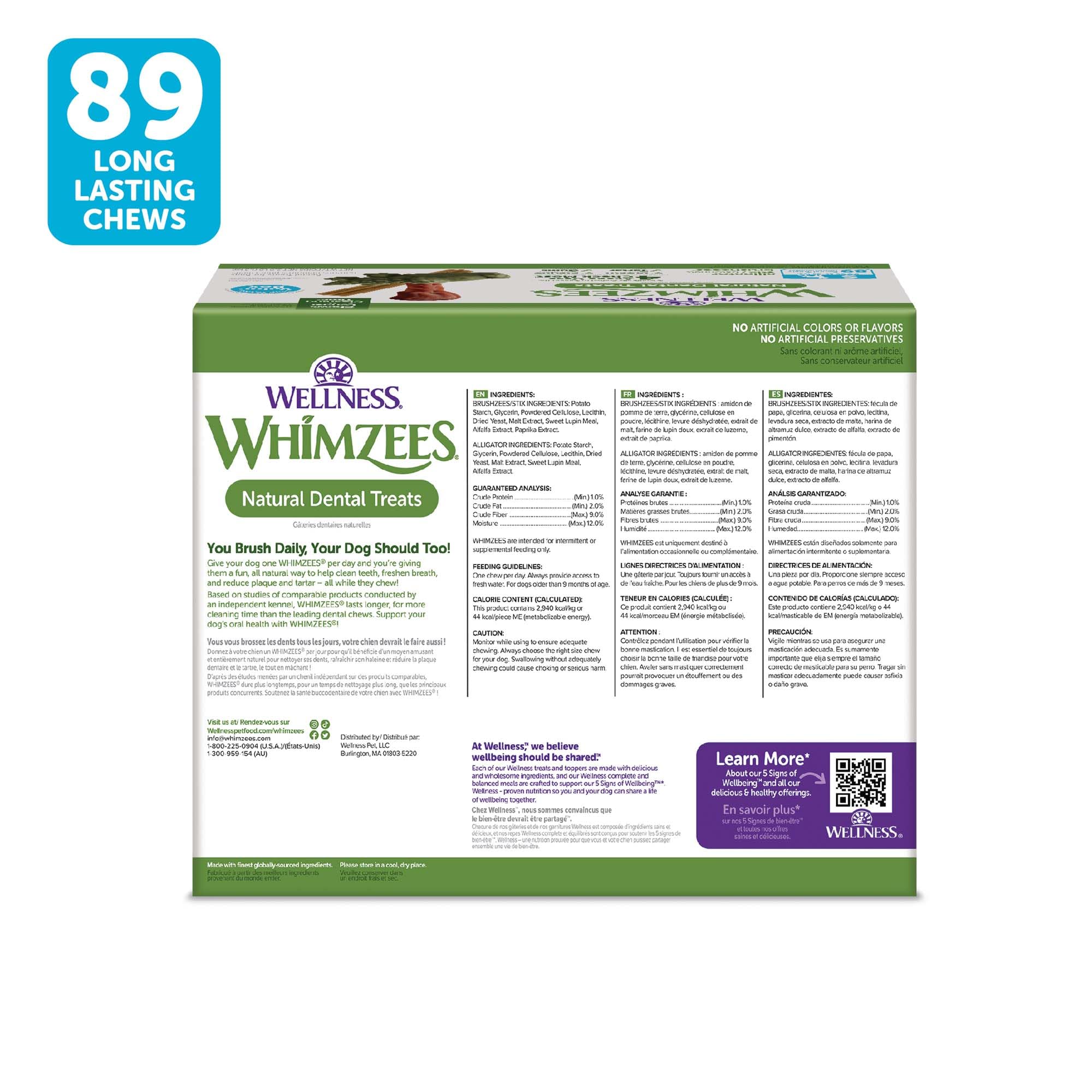 Whimzees Premios dentales, textura masticable para perros pequeños.