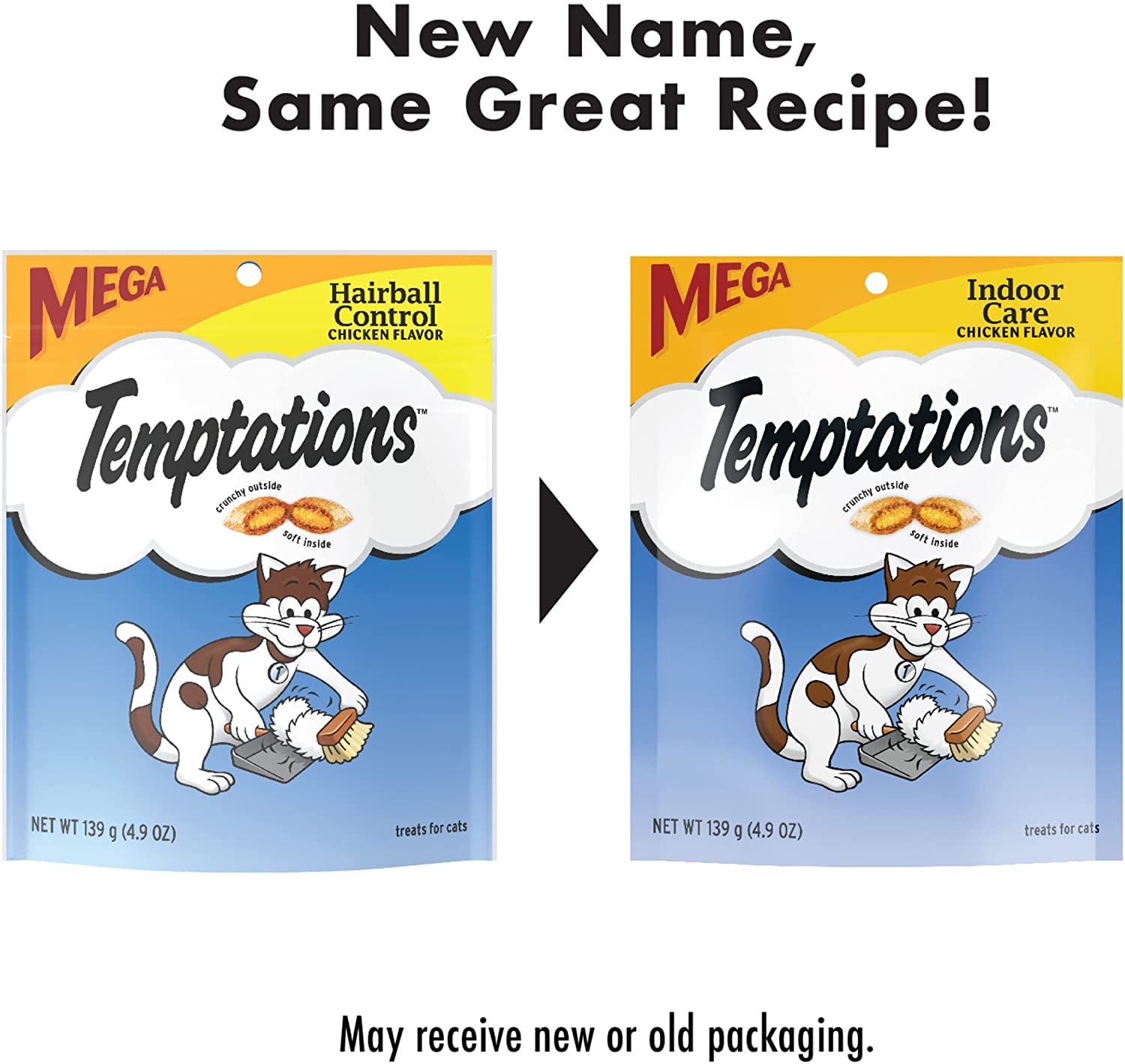 Centro suave y sabroso de Whiskas Temptations para gatos de interior.