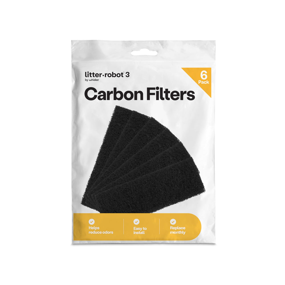 Whisker Litter-Robot3: filtros-carbono-pack6, absorción de olores sostenida.