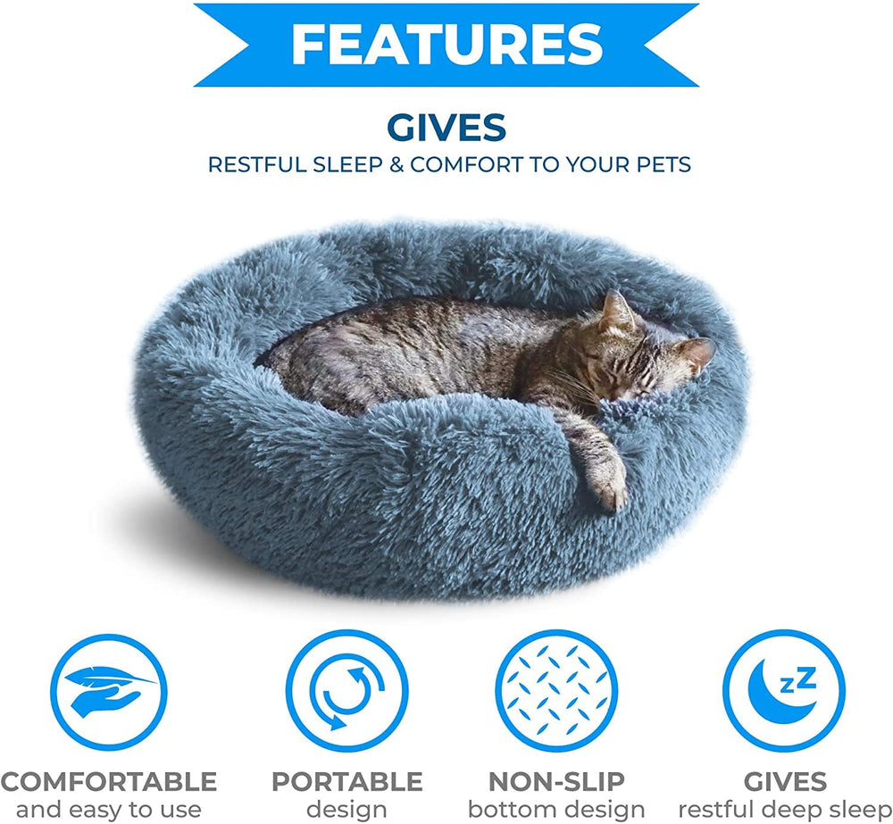 Whiskers & Friends: cama ortopédica donut con almohadón para cuello y cabeza.