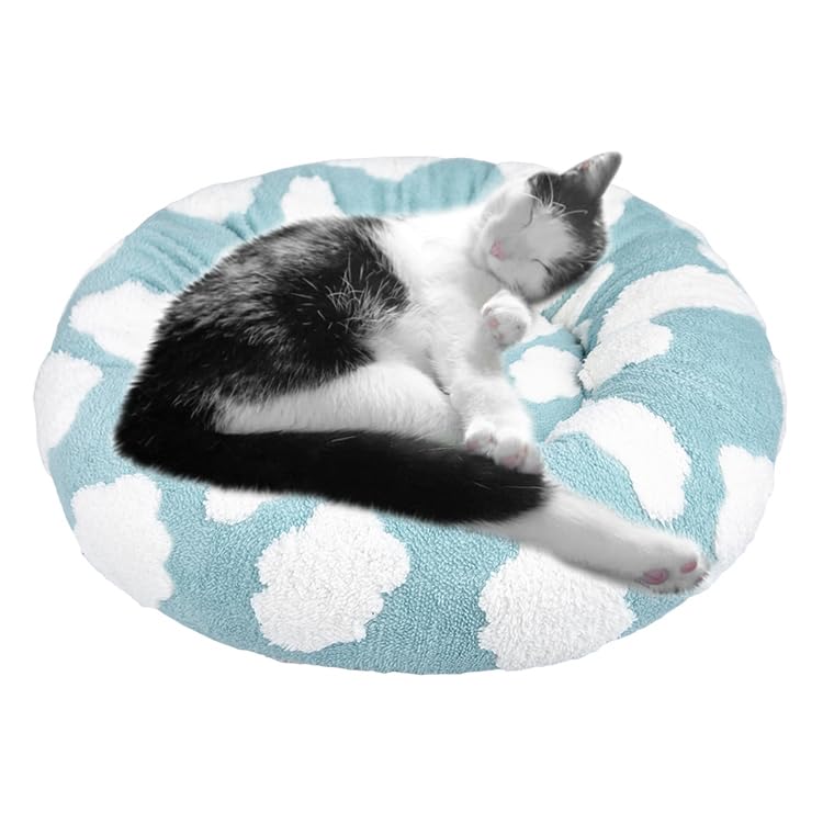 Whiskers & Friends cama para gatos, redonda de peluche, refugio cálido para siestas tranquilas.
