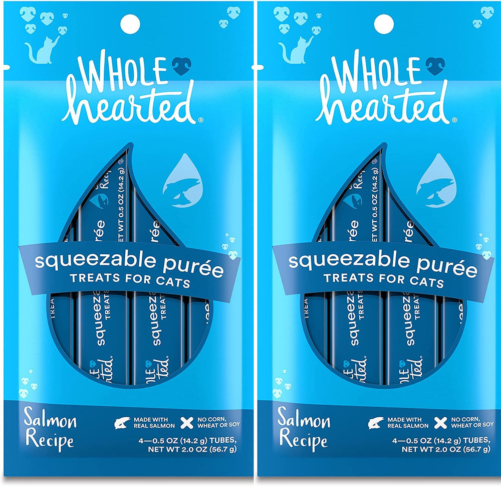 Wholehearted Squeezable Puree para gatos, tubo de salmón 0.5 oz, fácil de servir