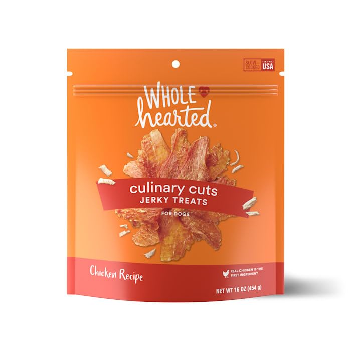 WholeHearted: tiras de pollo secas 16 oz para perros activos.