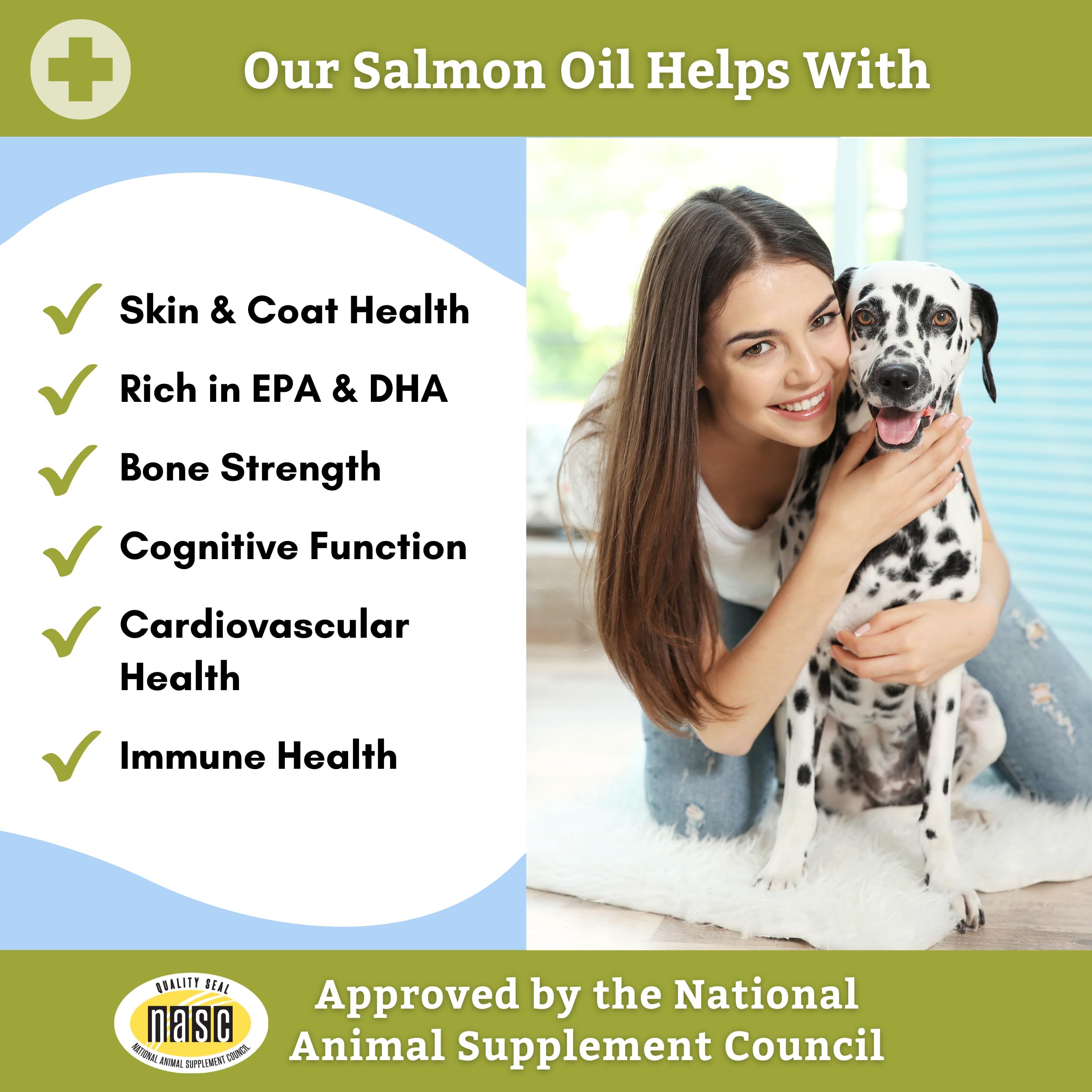 Wholistic Pet Organics aceite salmon, pelaje-brillante, sosten para la piel.