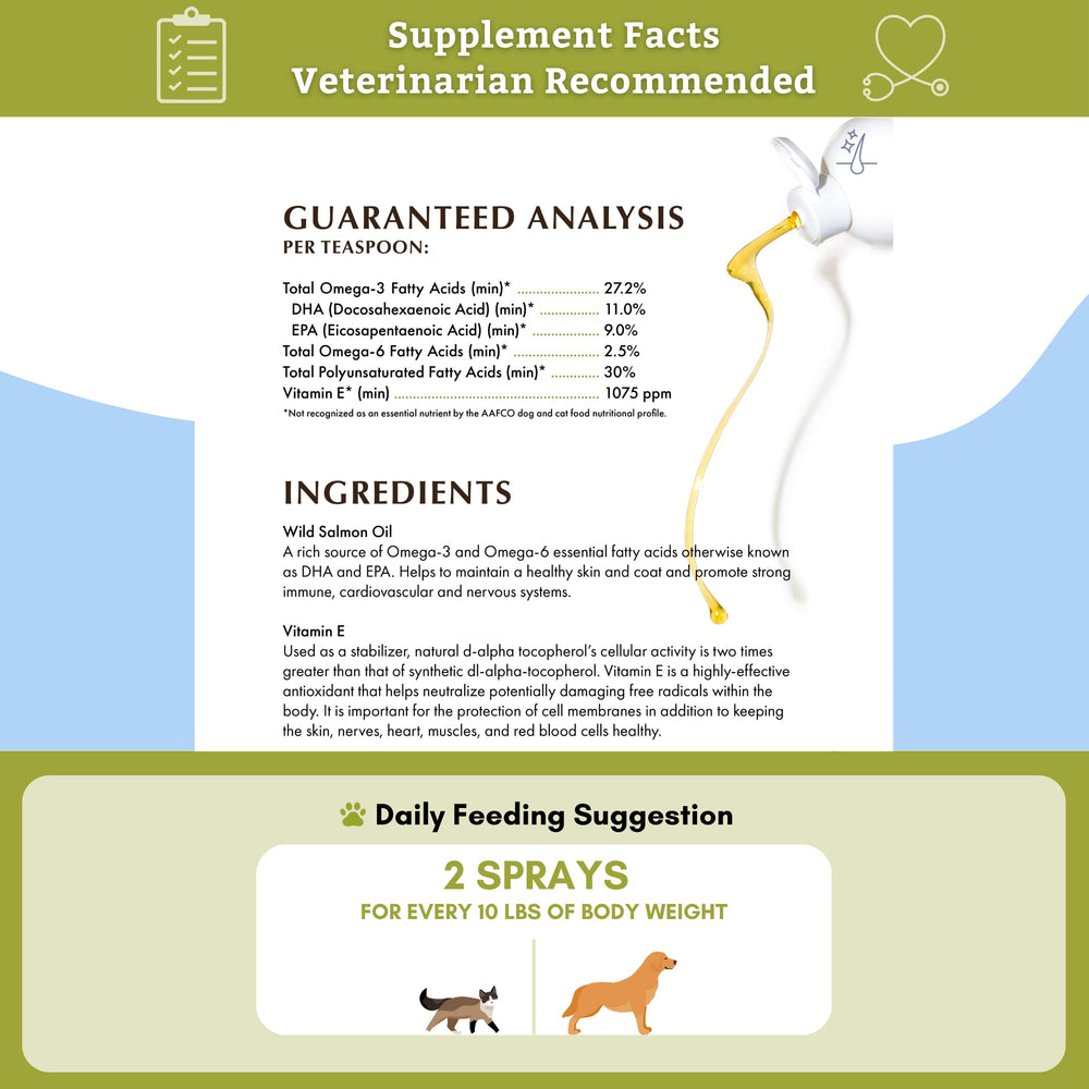 Wholistic Pet Organics aceite salmon, uso diario.
