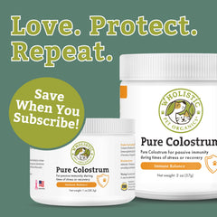 Wholistic Pet Organics Colostrum cuchara medida para dosis exactas