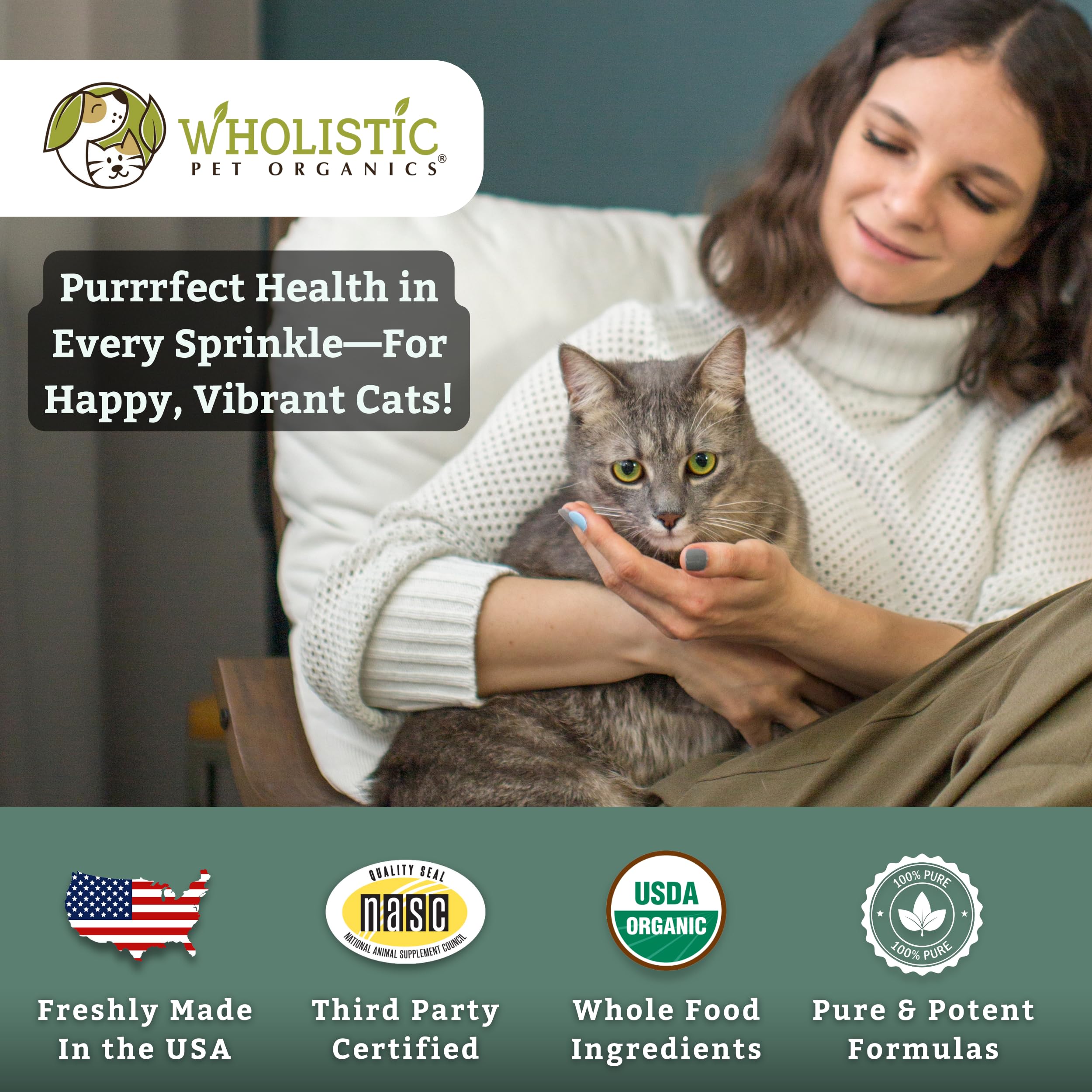 Wholistic Pet Organics Feline Complete, aroma suave que agrada durante la administracion