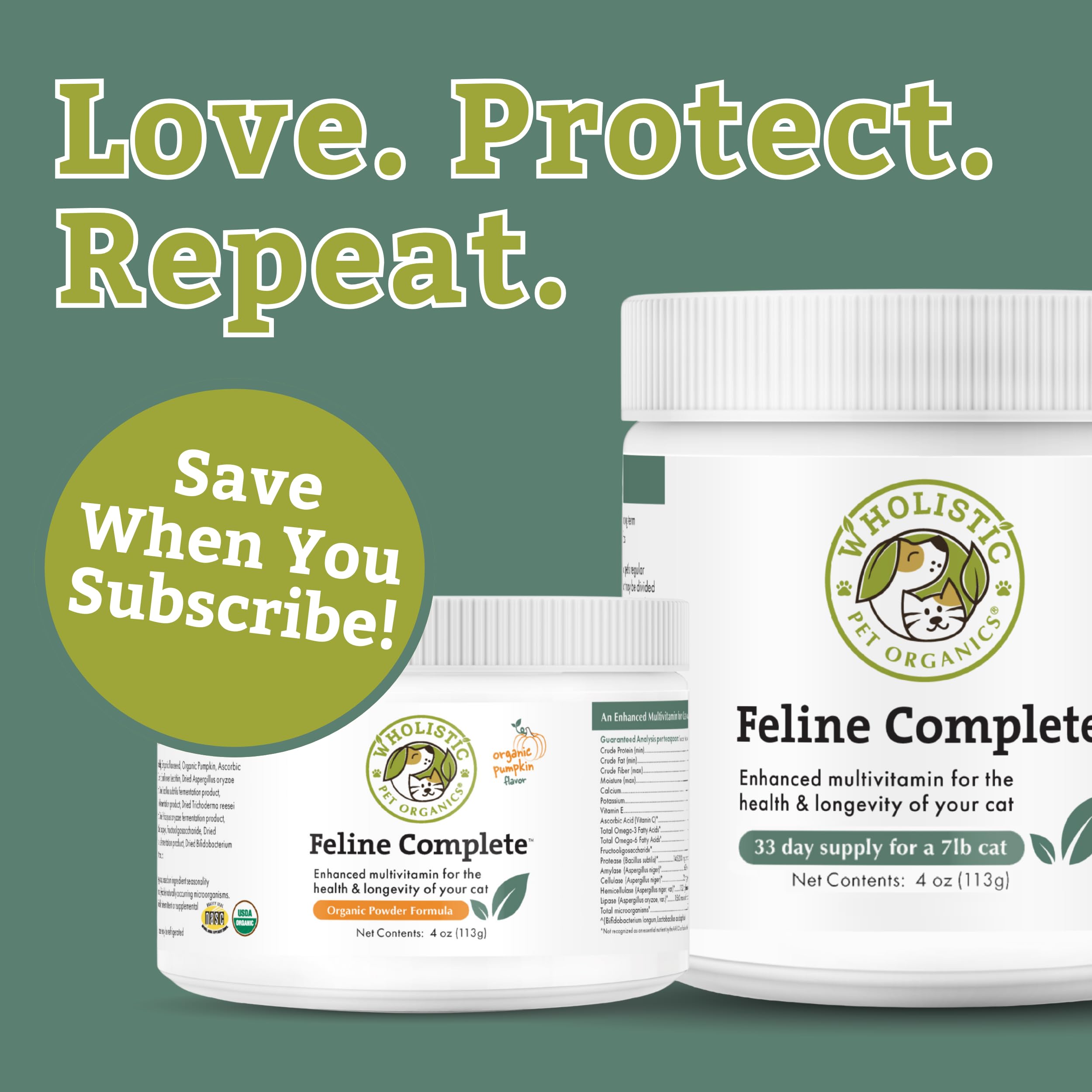 Wholistic Pet Organics Feline Complete, mezcla probiótica, favorece una digestión suave y equilibrada