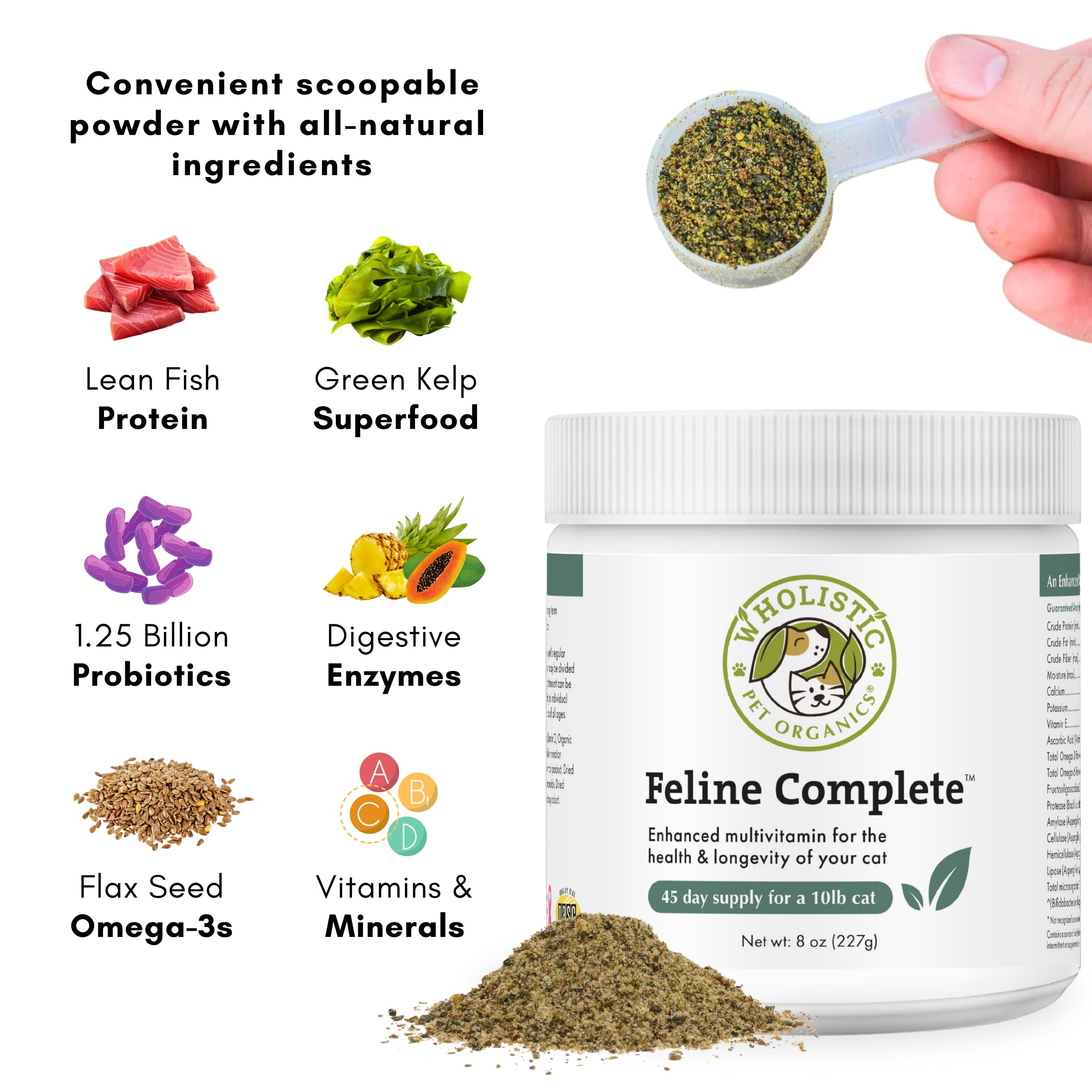 Wholistic Pet Organics Feline Complete, adecuado para gatitos y gatos mayores con necesidades diversas