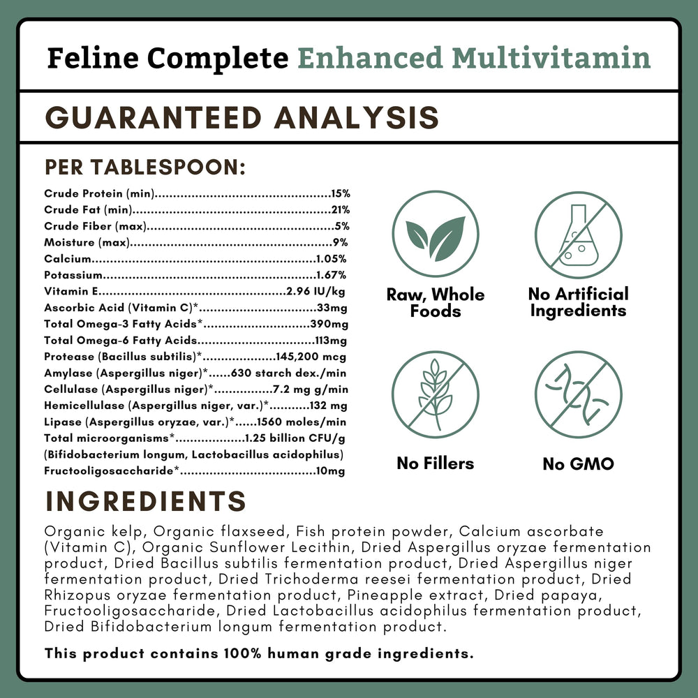 Wholistic Pet Organics Feline Complete, piel y pelaje sanos gracias a nutrientes clave