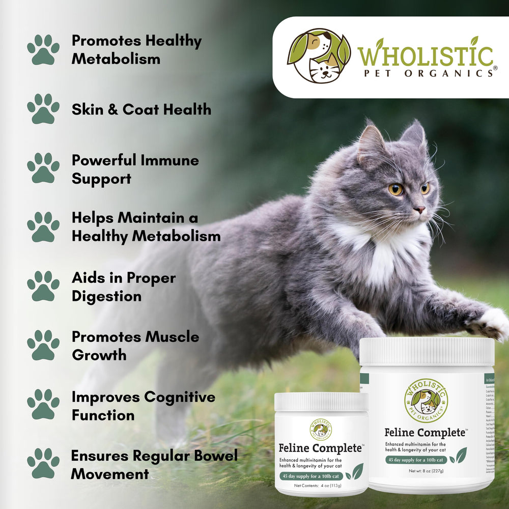 Wholistic Pet Organics Feline Complete, refuerza el sistema inmunologico natural del gato