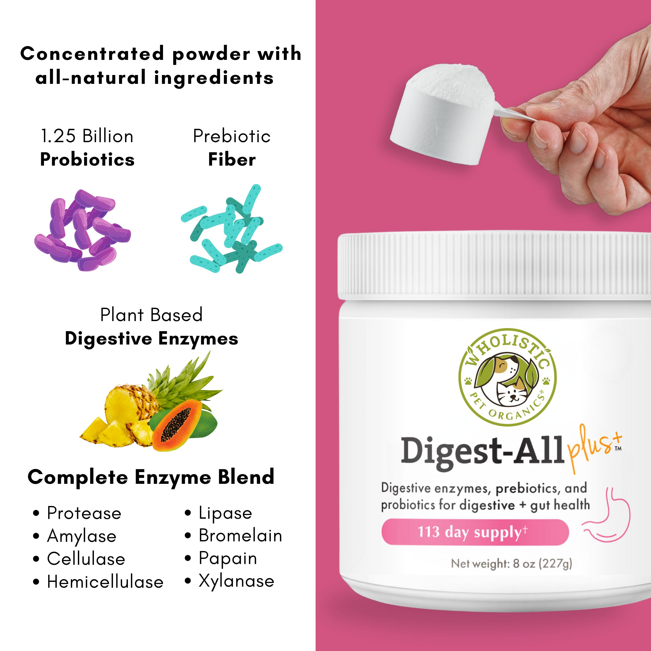 Wholistic Pet Organics Probiotics ideal para gatos y perros