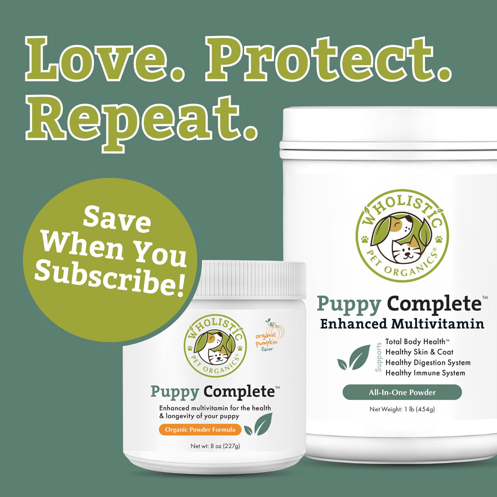 Wholistic Puppy Complete mezcla nutricional para comida casera, favorece la absorción de vitaminas.