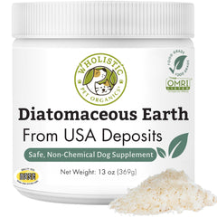 Wholistic Pet Organics Tierra de diatomita en envase, polvo seguro para mascotas.