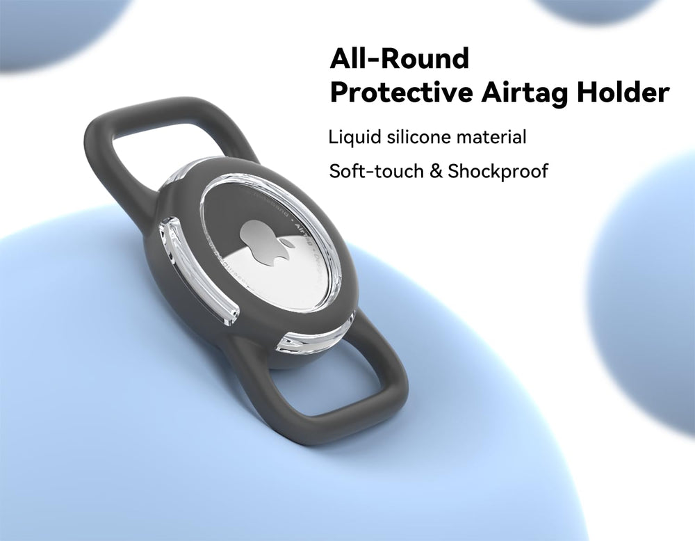 WhoseID Airtag collar holder rosa frente: protección impermeable para mascotas.