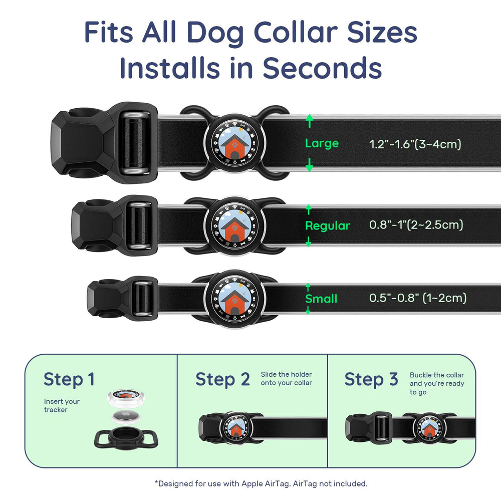 WhoseID AirTag para collar de perro: instalación en segundos sin herramientas.