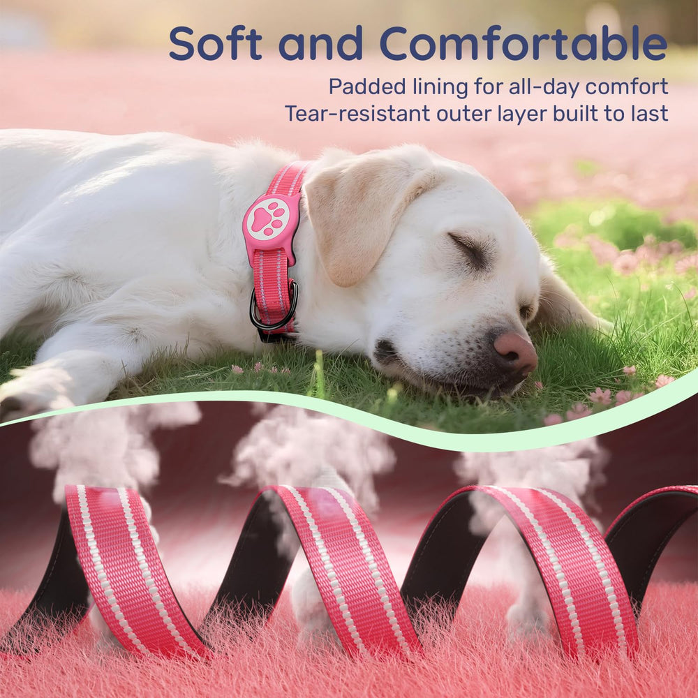 WhoseID collar AirTag con tres tallas ajustables, se adapta a perros pequeños, medianos y grandes.