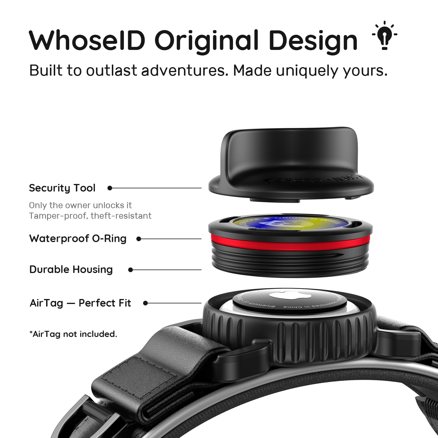 WhoseID collar de cuero, cierre magnético de una mano para ajustar sin molestar