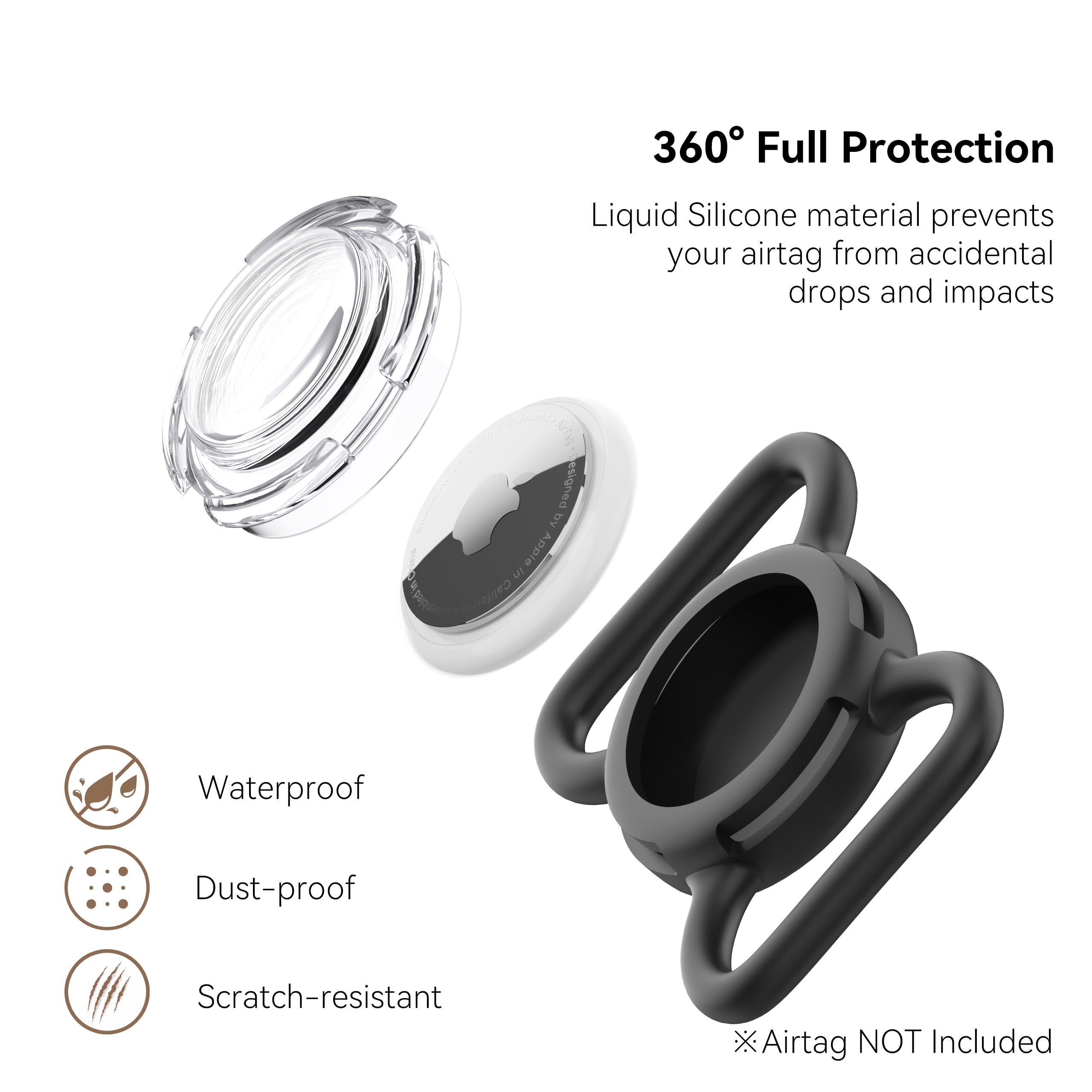 Protector AirTag de silicona resistente de WhoseID para golpes.
